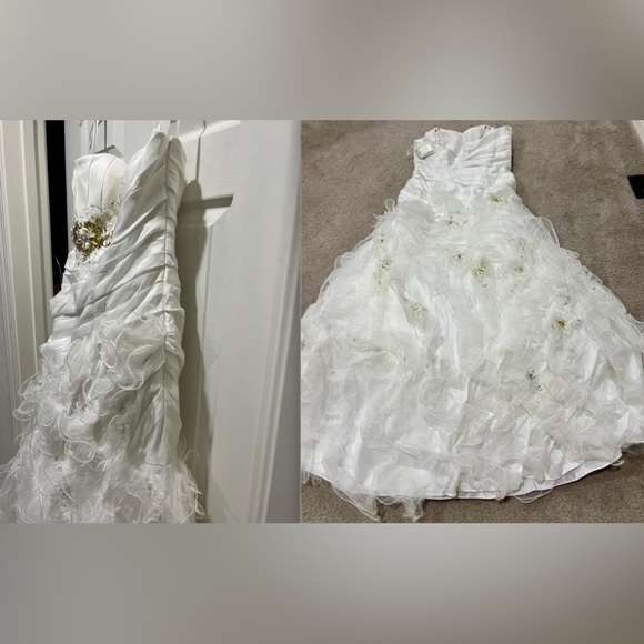 HOT Morilee by Madeline Gardner embellished jewel pleated ruffle wedding dress! - Picture 8 of 12